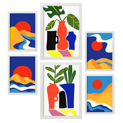 Nacnic Set de 6 Láminas de Paisajes Estéticos y Tenues