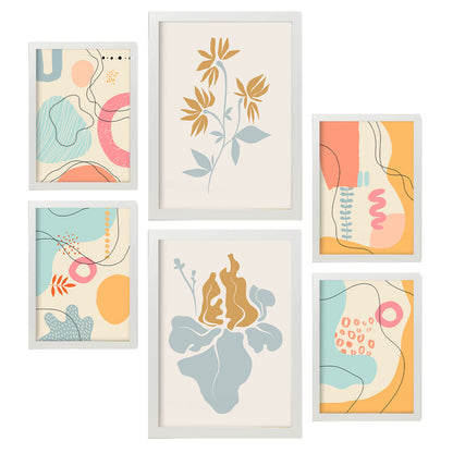 Nacnic Set de 6 Láminas Estilo Ético 2 con Flores Abstractas