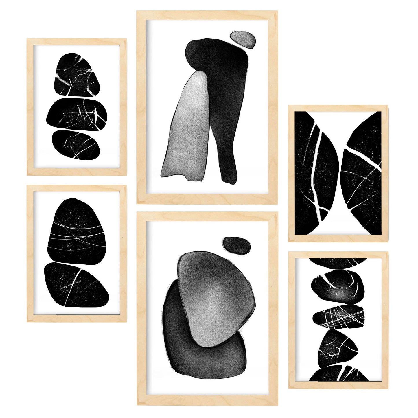 Nacnic Set de 6 Rocas palladianas Posters. En Amantes abstracto. Estampados decorativos estéticos para su sala de estar, dormitorio, hogar Tamaños A4 y A3