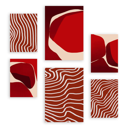 Nacnic Set de 6 Láminas de Piedras Rojas en Resumen de Forma