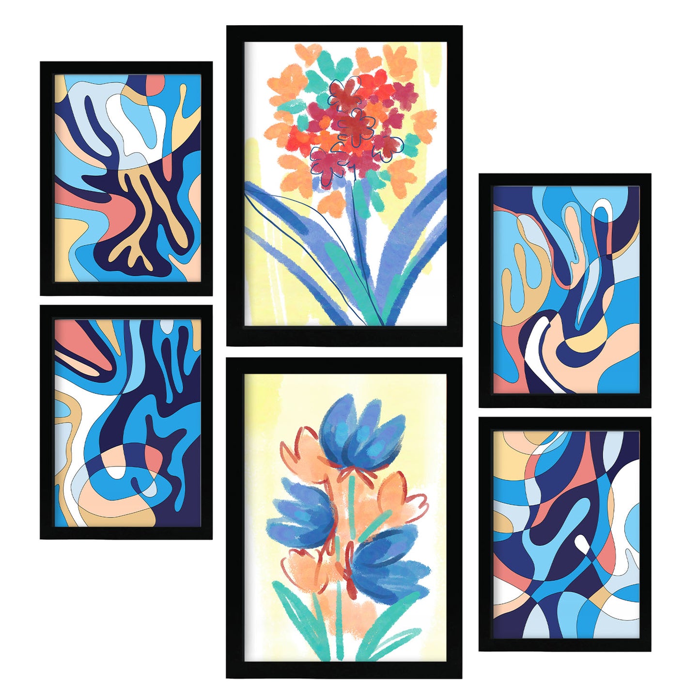 Nacnic Set de 6 Flora de venas Posters. En Abstracto de las flores. Estampados decorativos estéticos para su sala de estar, dormitorio, hogar Tamaños A4 y A3