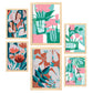 Nacnic Set de 6 Láminas de Flores Abstractas en Verdes Rosados
