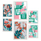 Nacnic Set de 6 Láminas de Flores Abstractas en Verdes Rosados