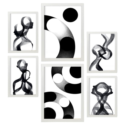 Nacnic Set de 6 Láminas Raya de Silencio en Amantes Abstracto