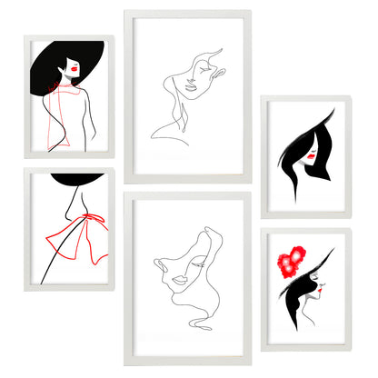Nacnic Set de 6 Láminas Serence Beauty 1 en Abstracto Femenino