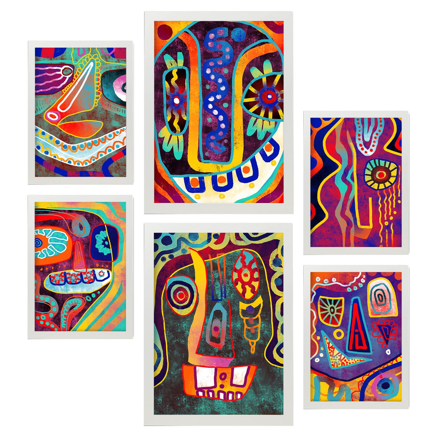Set de 6 Posters Tipo Gótico de Nacnic en Resúmenes Coloridos