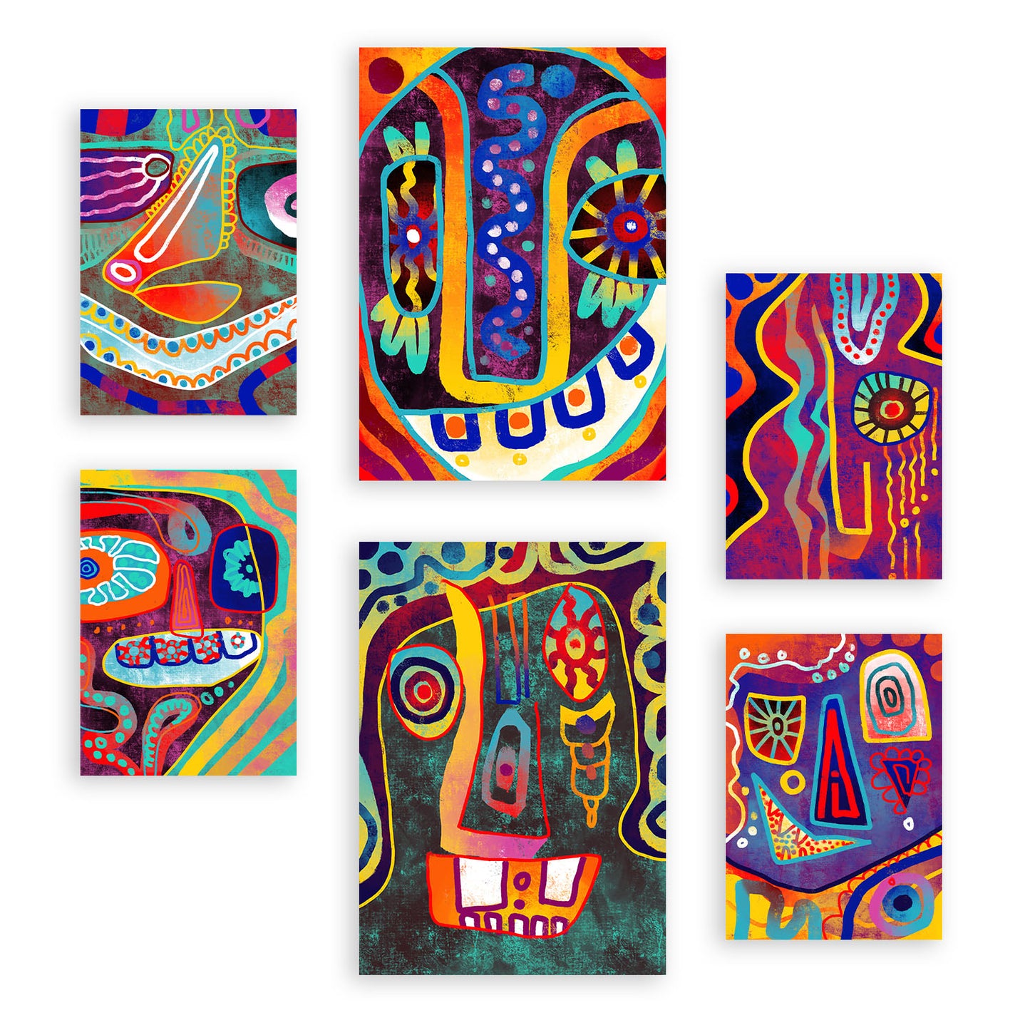 Nacnic Set de 6 Tipo gótico Posters. En Resúmenes coloridos. Estampados decorativos estéticos para su sala de estar, dormitorio, hogar Tamaños A4 y A3