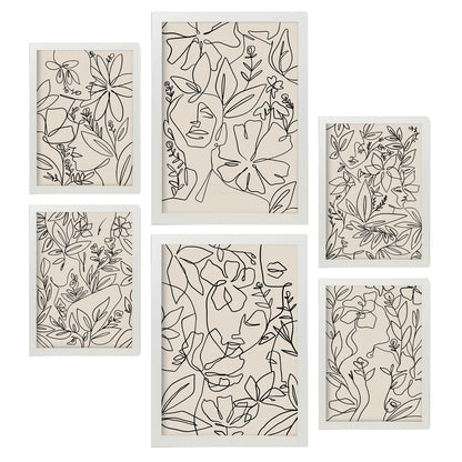 Nacnic Set de 6 Láminas Abstractas de Flores con Volantes