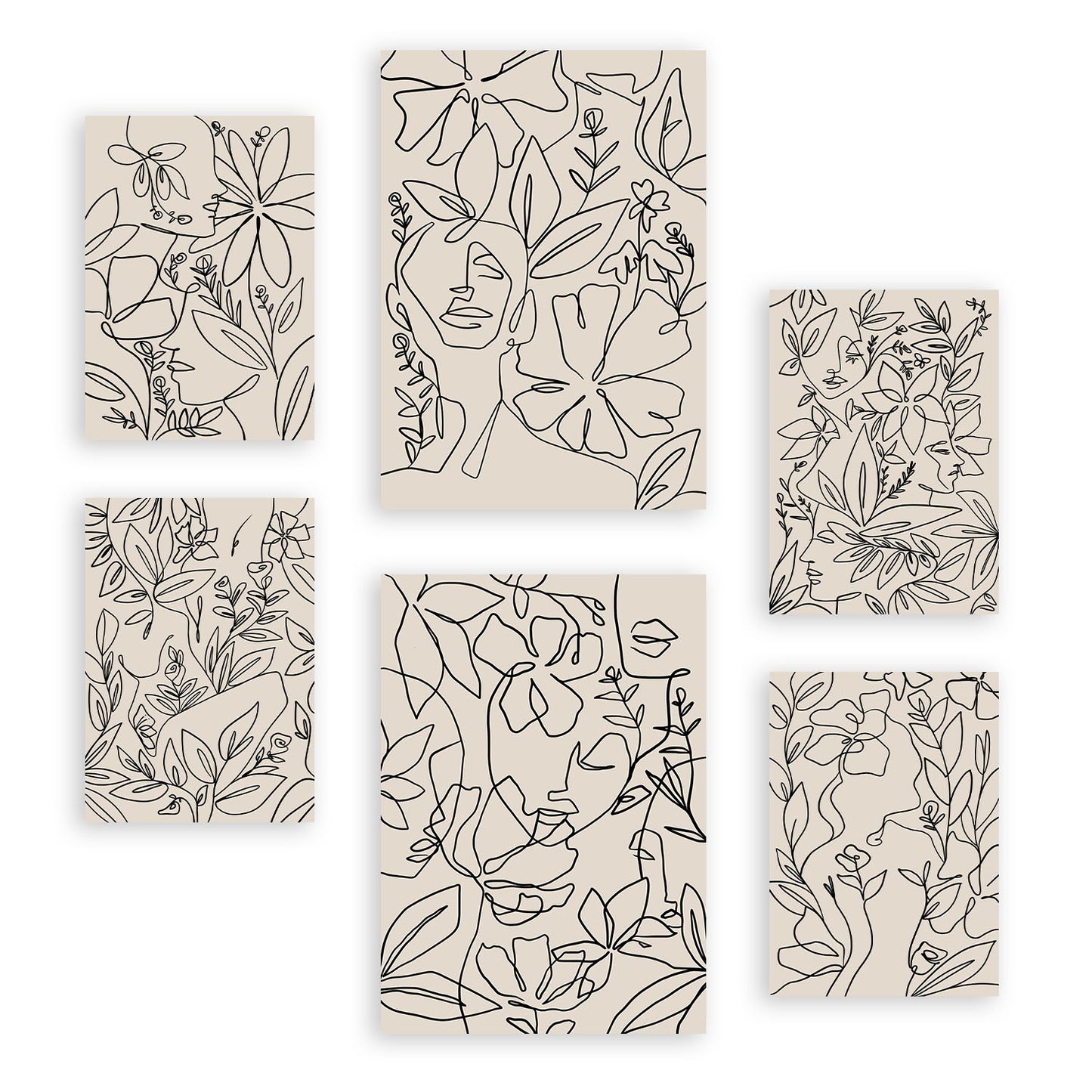 Nacnic Set de 6 Láminas Abstractas de Flores con Volantes