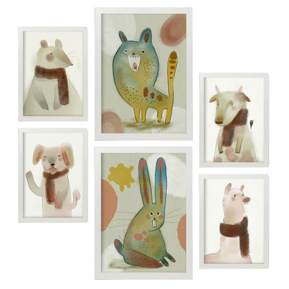 Set de 6 Posters Nacnic de Conejos y Cachorros en Resúmenes de Animales