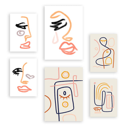 Nacnic Set de 6 Láminas de Silencio de Mierda en Abstracto Femenino