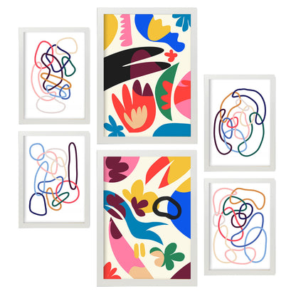 Nacnic Set de 6 Láminas de Flores Abstractas en Turquesa