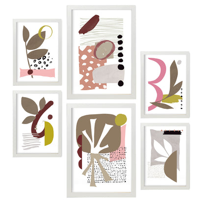 Nacnic Set de 6 Laminas Abstractas de Flores Estéticas para Sala de Estar y Dormitorio