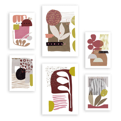 Nacnic Set de 6 Láminas Abstractas de Flores Estampadas