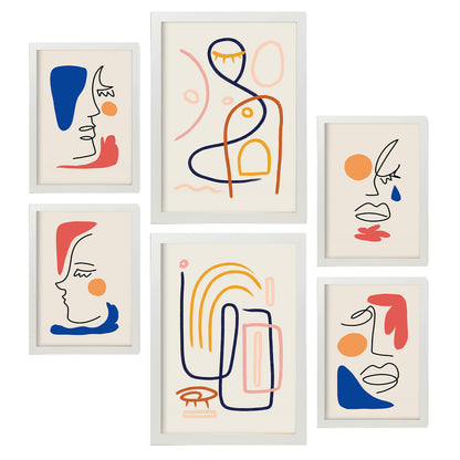 Nacnic Set de 6 Laminas de Arte Jazzy y Abstracto Femenino