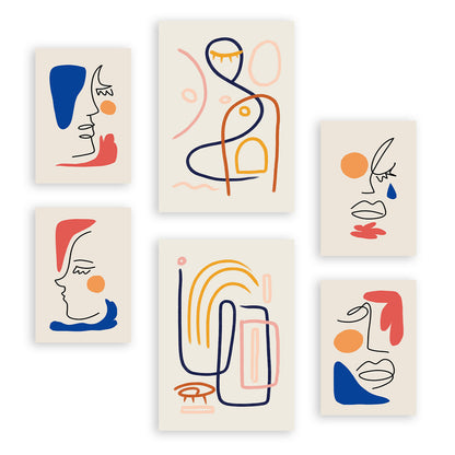 Nacnic Set de 6 Laminas de Arte Jazzy y Abstracto Femenino