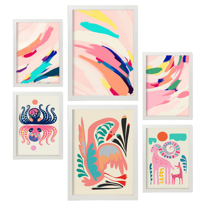 Nacnic Set de 6 Láminas de Arte Abstracto con Animales