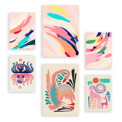 Nacnic Set de 6 Láminas de Arte Abstracto con Animales