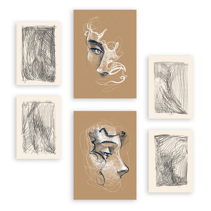 Nacnic Set de 6 Láminas de Artesanía en Abstracto Femenino