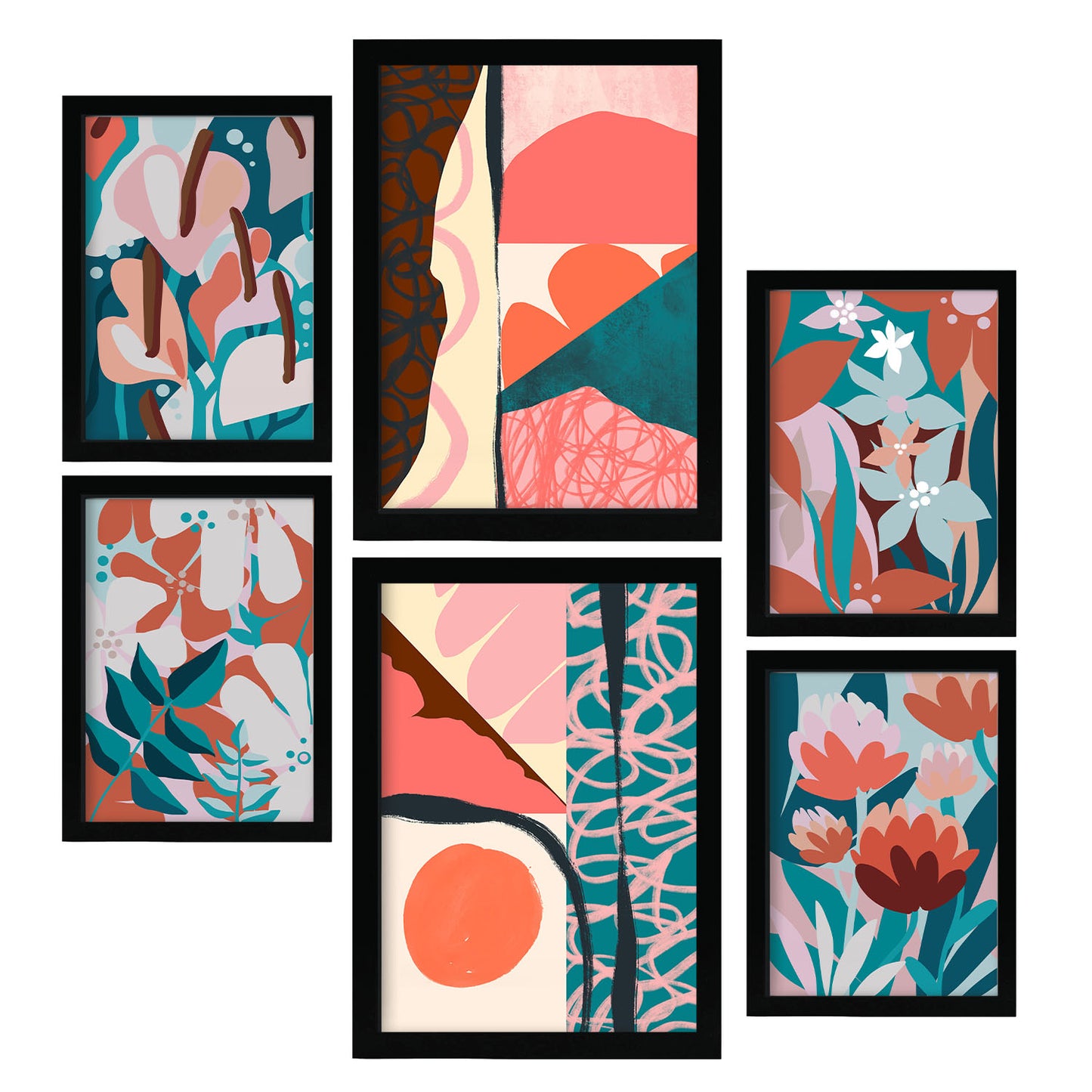 Conjunto Nacnic de 6 Láminas Abstractas de Flores