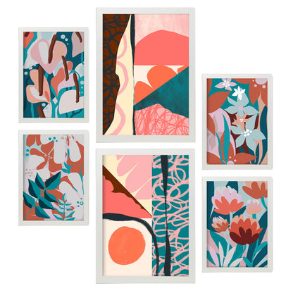Conjunto Nacnic de 6 Láminas Abstractas de Flores