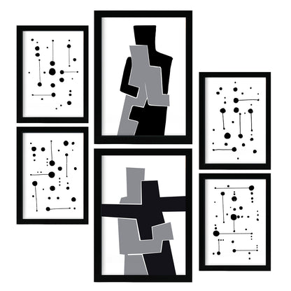 Nacnic Set de 6 Láminas Abstractas en Blanco y Negro