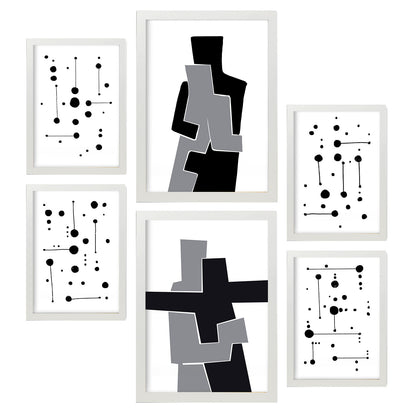Nacnic Set de 6 Láminas Abstractas en Blanco y Negro