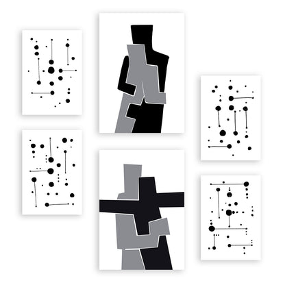 Nacnic Set de 6 Láminas Abstractas en Blanco y Negro