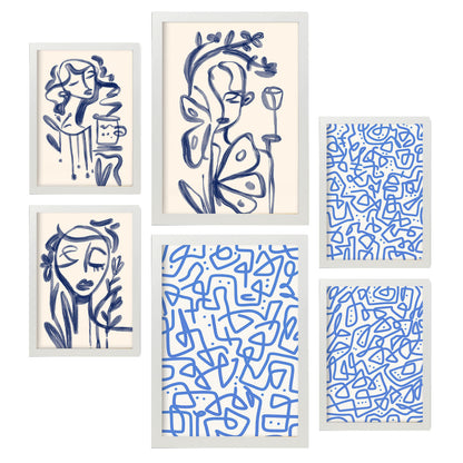 Conjunto de 6 Láminas de Arte Abstracto Femenino Nacnic