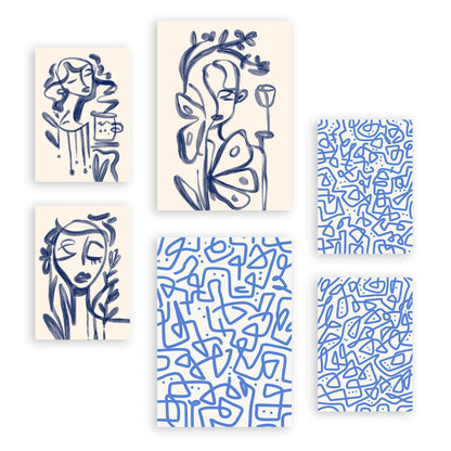 Conjunto de 6 Láminas de Arte Abstracto Femenino Nacnic