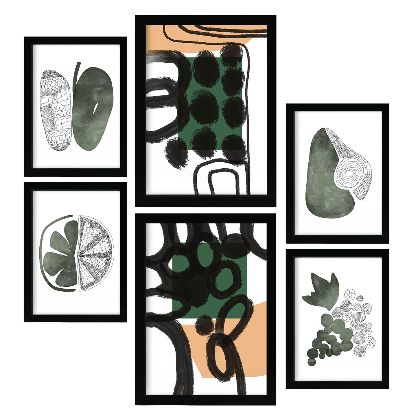 Nacnic Set de 6 Verduras de balas Posters. En Abstracto de las flores. Estampados decorativos estéticos para su sala de estar, dormitorio, hogar Tamaños A4 y A3