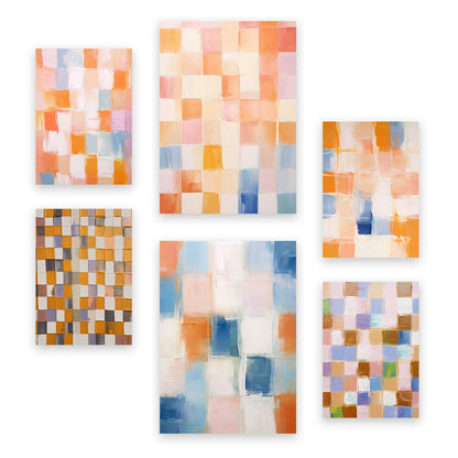 Nacnic Set de 6 Posters Mosaico Naranja y Azul 2 para Sala de Estar y Dormitorio