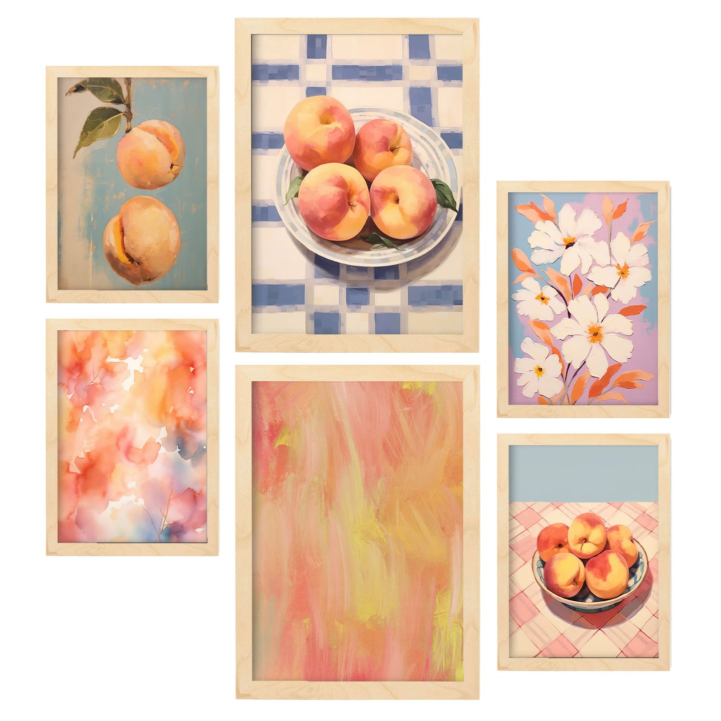 Nacnic Set de 6 Láminas de Duraznos Naranjas para Amantes de la Comida
