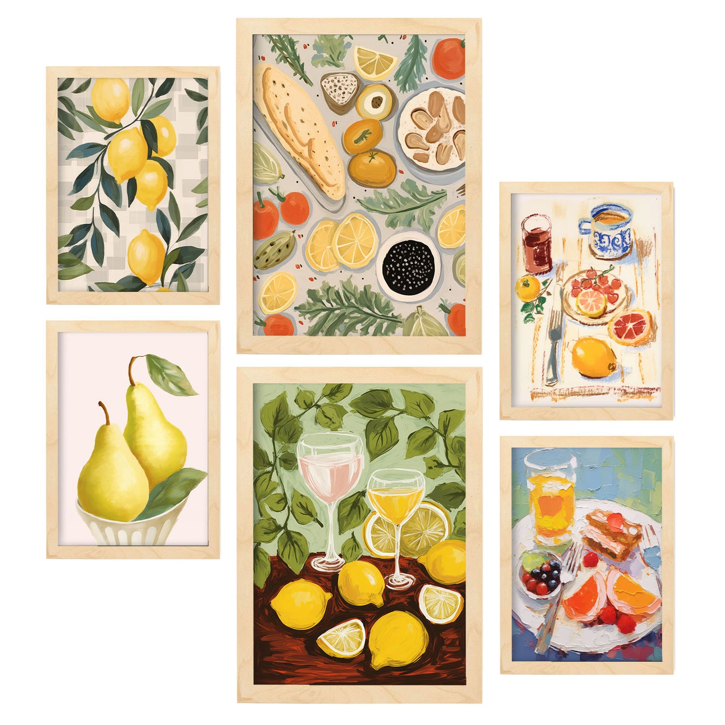 Nacnic Set de 6 Láminas de Limones y Mermelada para Amantes de la Comida