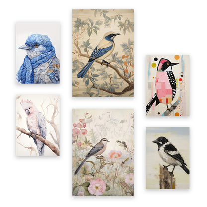 Nacnic Set de 6 Láminas de Ilustraciones de Pájaros