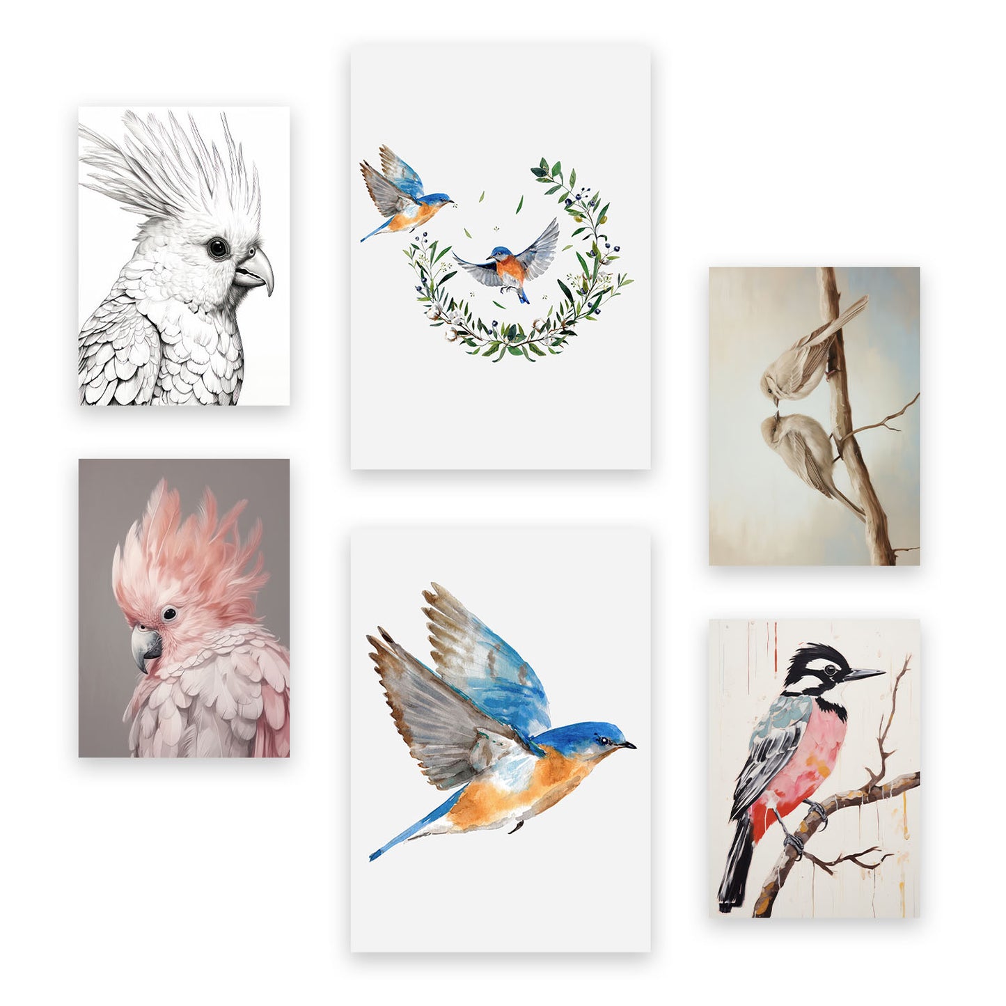 Nacnic Set de 6 Colecciones de aves Posters. En Huellas de guardería. Estampados decorativos estéticos para su sala de estar, dormitorio, hogar Tamaños A4 y A3