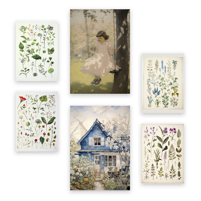 Nacnic Set de 6 Láminas de Flores de Cabaña