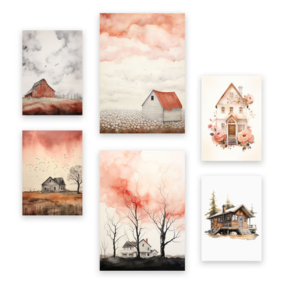 Nacnic Set de 6 Láminas Estampados Decorativos Casa de Campo