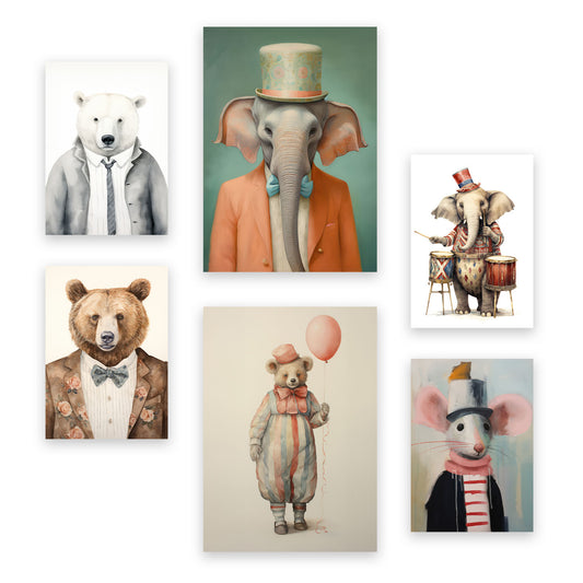 Nacnic Set de 6 Láminas de Animales de Circo