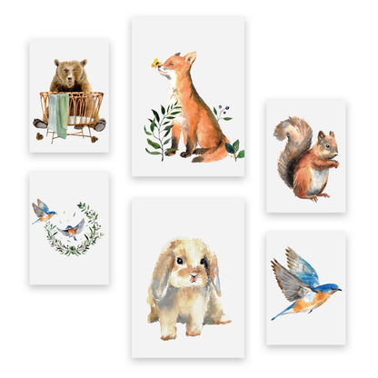 Nacnic Set de 6 Láminas de Animales en Acuarela