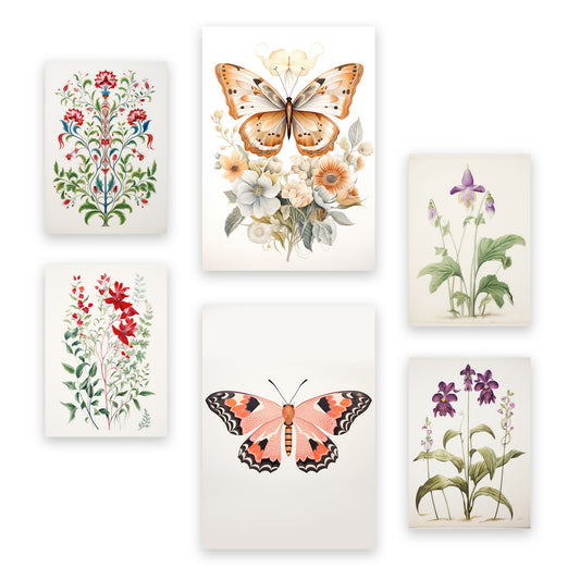 Nacnic Set de 6 Láminas de Flores y Mariposas